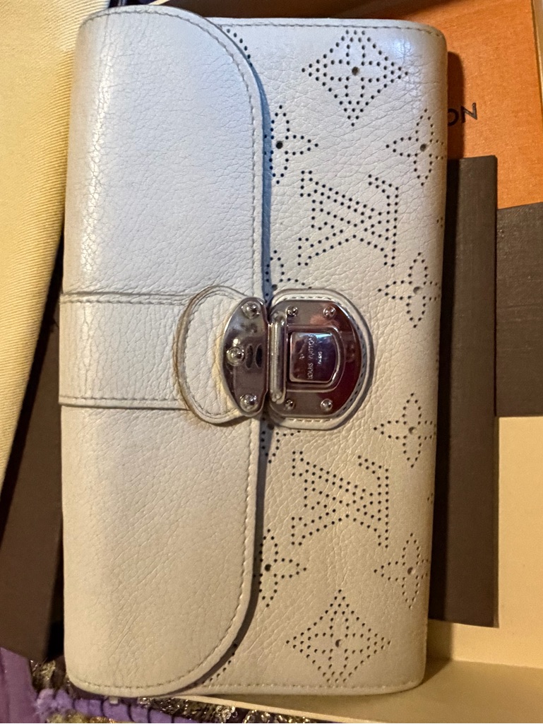 Louis Vuitton White Perforated Monogram Mahini Leather Wallet